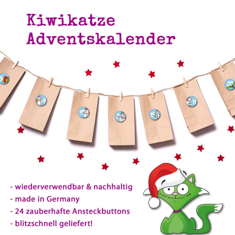 Adventskalender Schneemänner Set 1-24 Buttons Anstecker